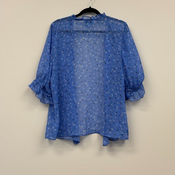 CeCe – Blue Floral Blouse with Matching Tank | Size L - Picture 6 of 11